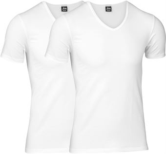 14: jbs 11030 20 01 Økologisk T-Shirt V-Hals 2-Pack Hvid Large