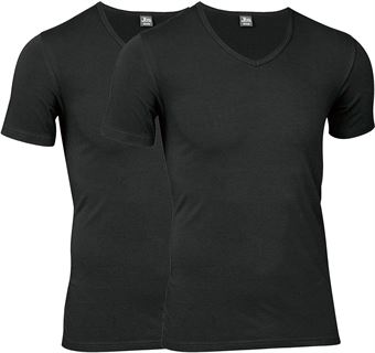 15: jbs 11030 20 01 Økologisk T-Shirt V-Hals 2-Pack Sort Large